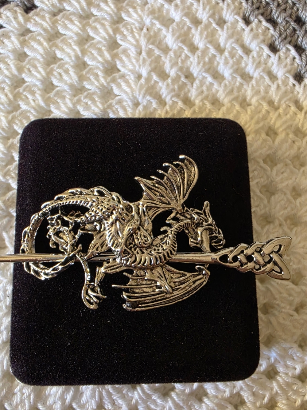 Silver Dragon Kilt Pin / Shawl Pin - Men's Accessory